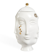 gilded frida urn porcelain white gold accents - view 1