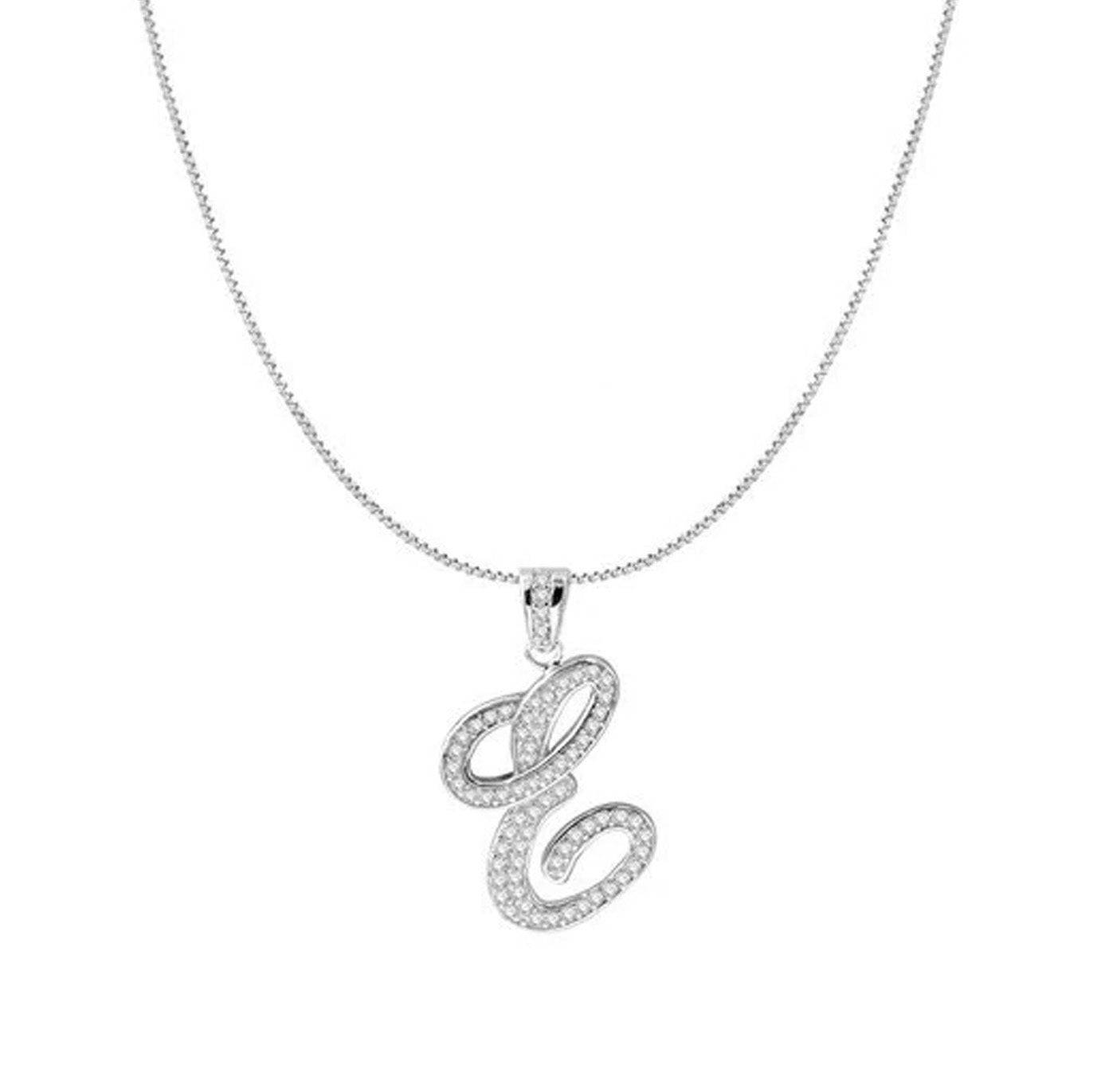 The Iced Out Script Initial Necklace | Silver