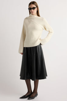 Marije | Harlow Vegan Leather Flare Skirt in Size Small