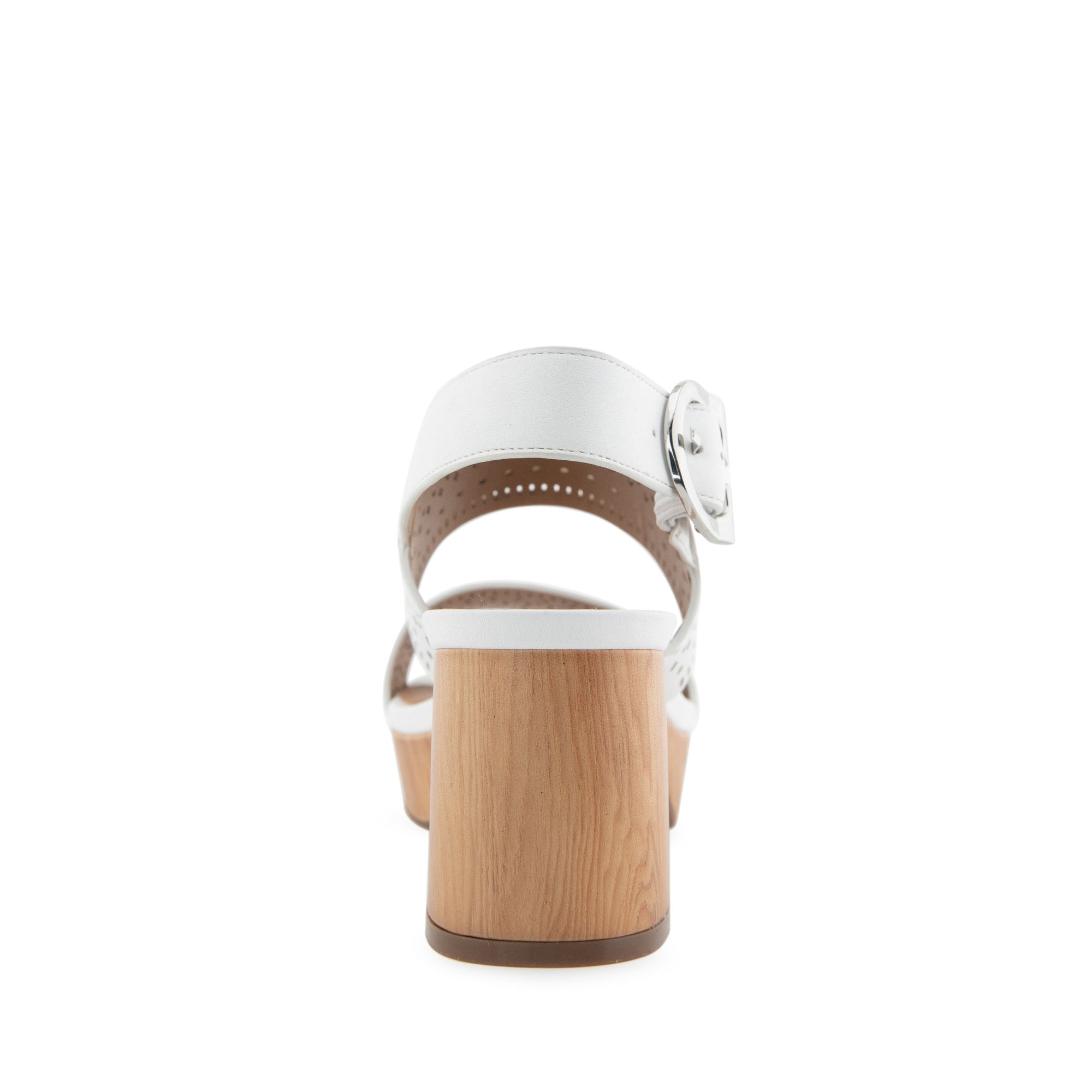 Camera Sandal Platform | White Perf Faux Leather