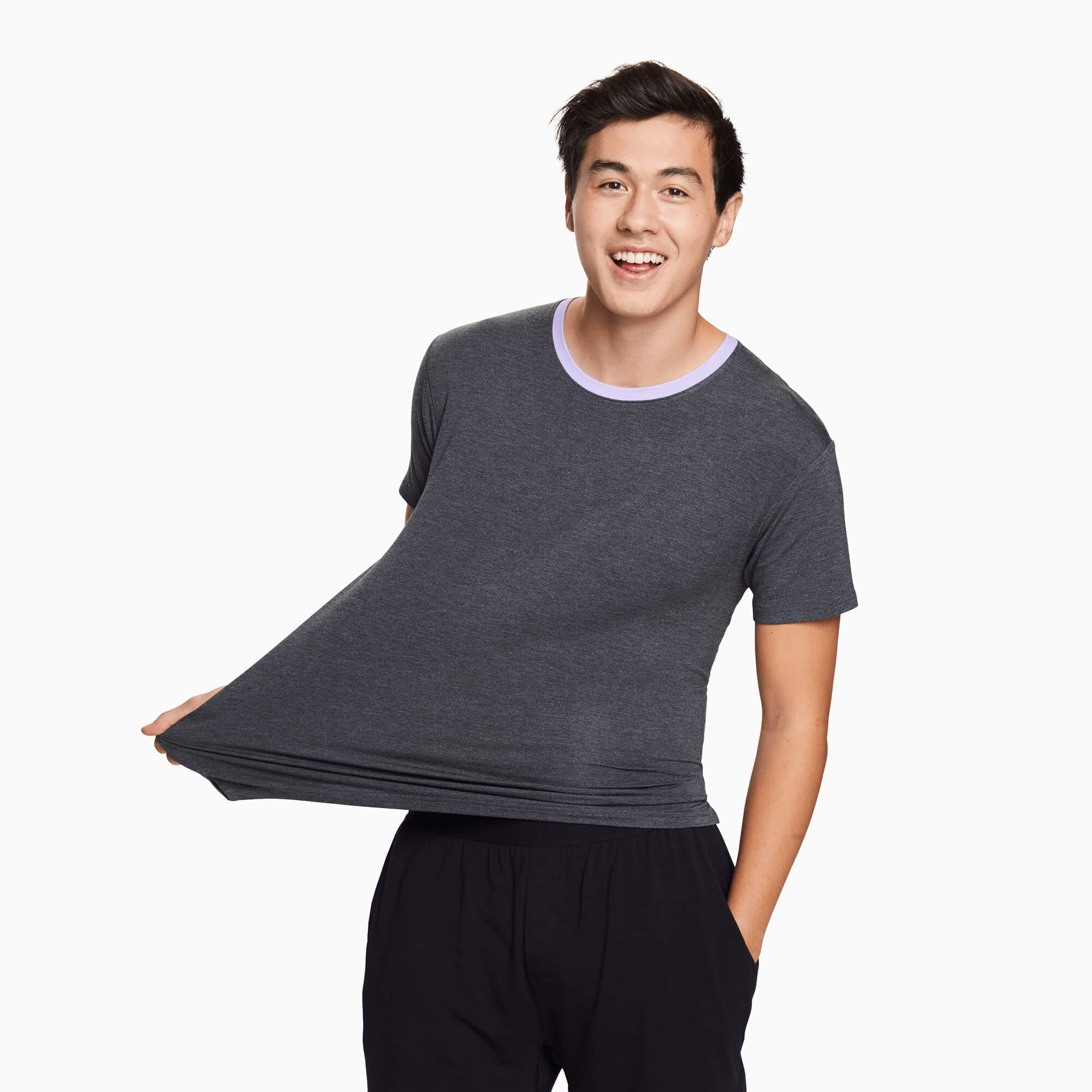 Modal French Terry Lounge Tee | Gray/Lavender