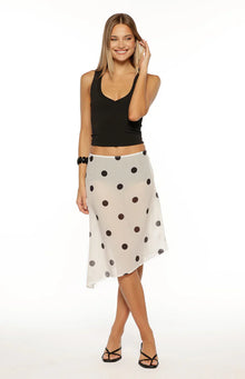 Jordan Sheer Midi Skirt | White Polka Dot