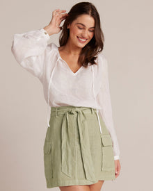 Linen Cargo Mini Skirt | Pale Palm