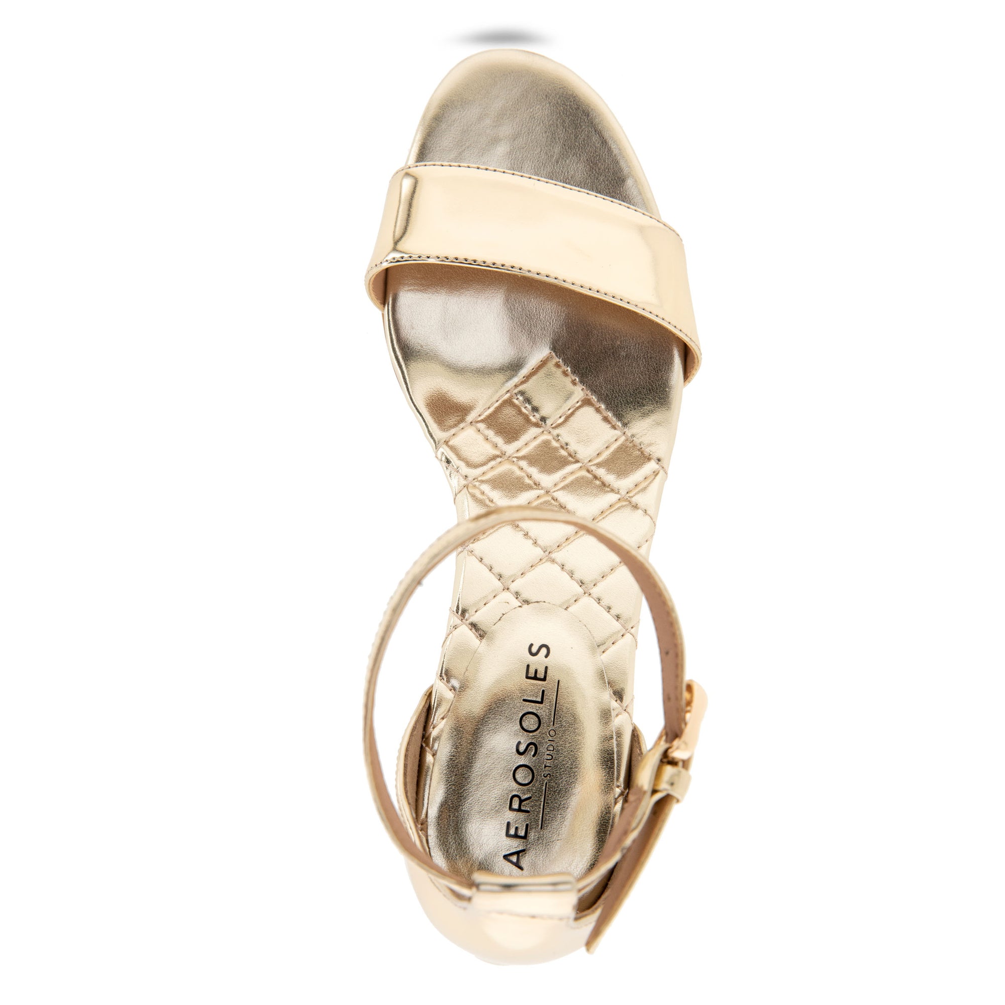 Jazzy Sandal Dress Sculpted | Gold Mirror Metallic Faux Leather