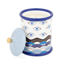 druggist lsd candle porcelain blue accents gold open - back view