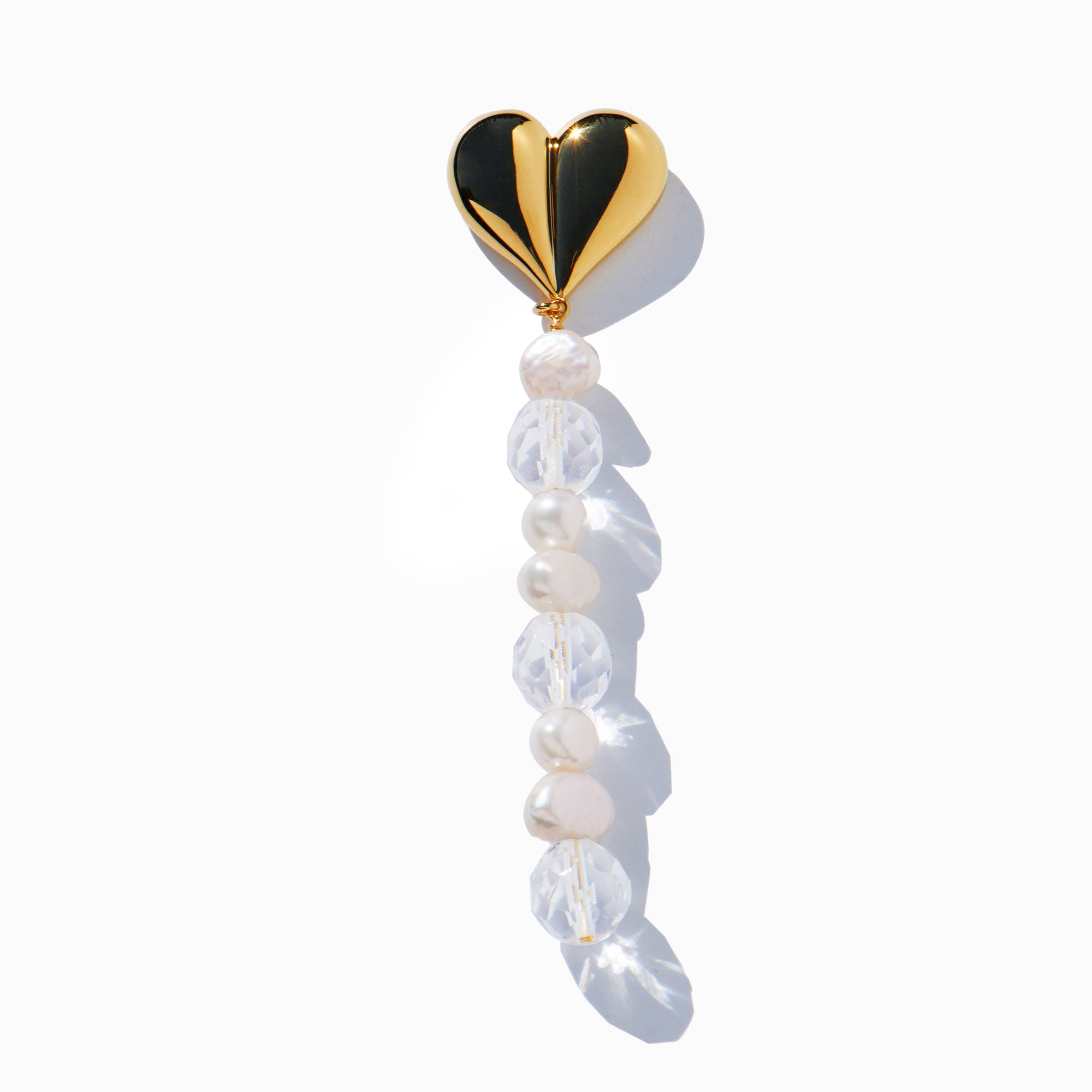 Heart Earring | 18K Gold Plated | Glass Beads