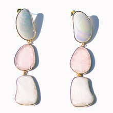 Opera Earrings | 18K Gold Plated | Mother of Pearl/Rose Quartz/Moonstone