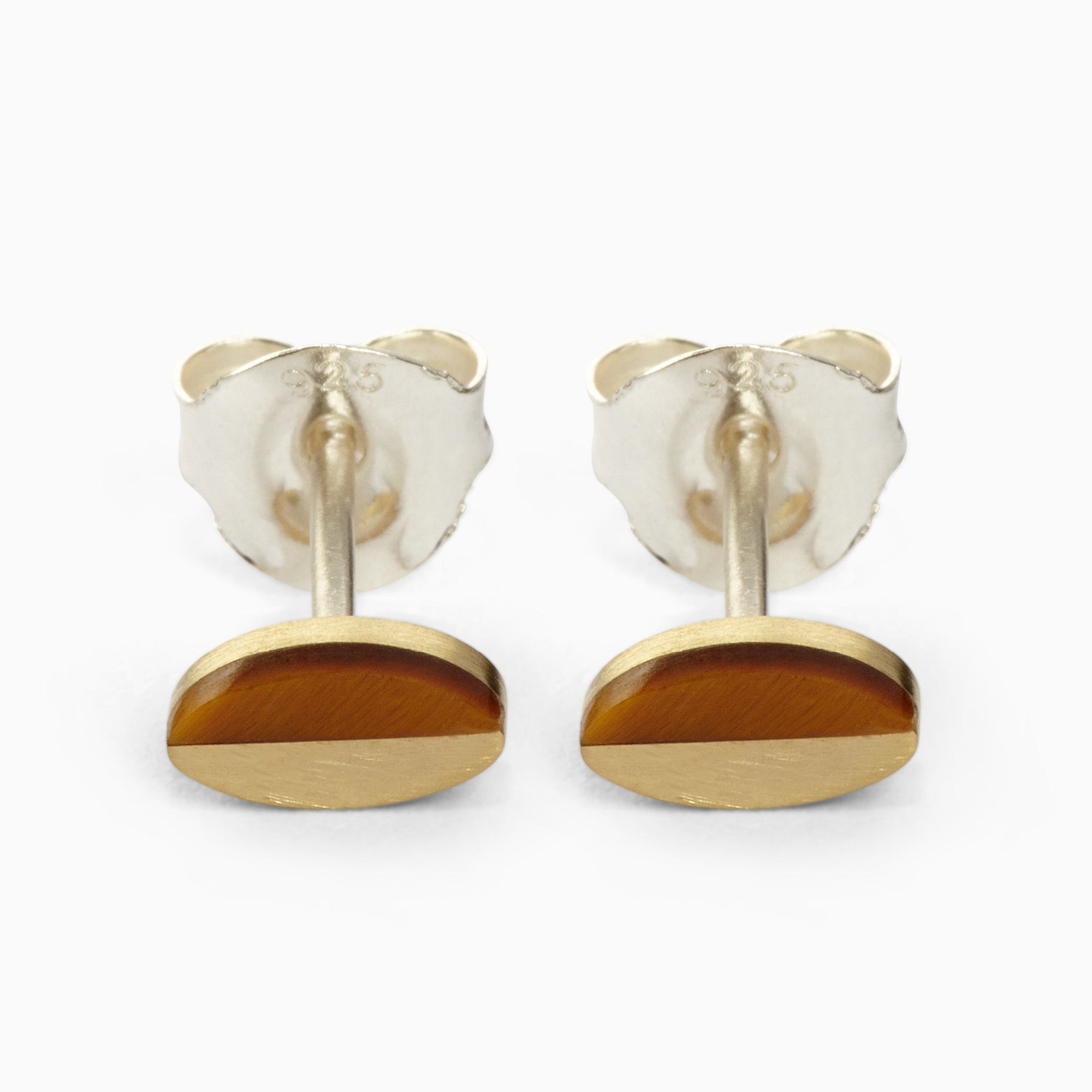 Oval Earrings | Brass | Tiger's Eye