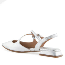 Napoli Dress Flat | Silver Metallic Textured Faux Leather