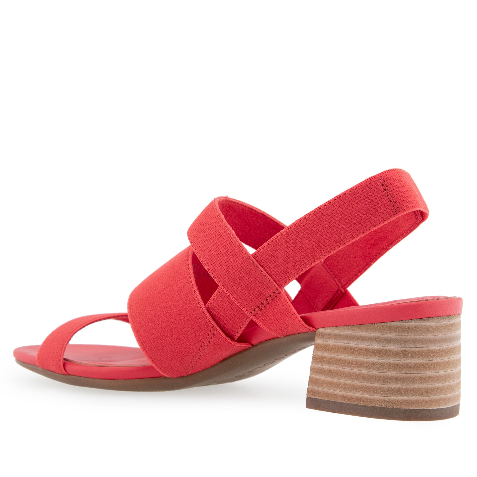 Chara Sandal Dress Block Heel | Coral Elastic Fabric