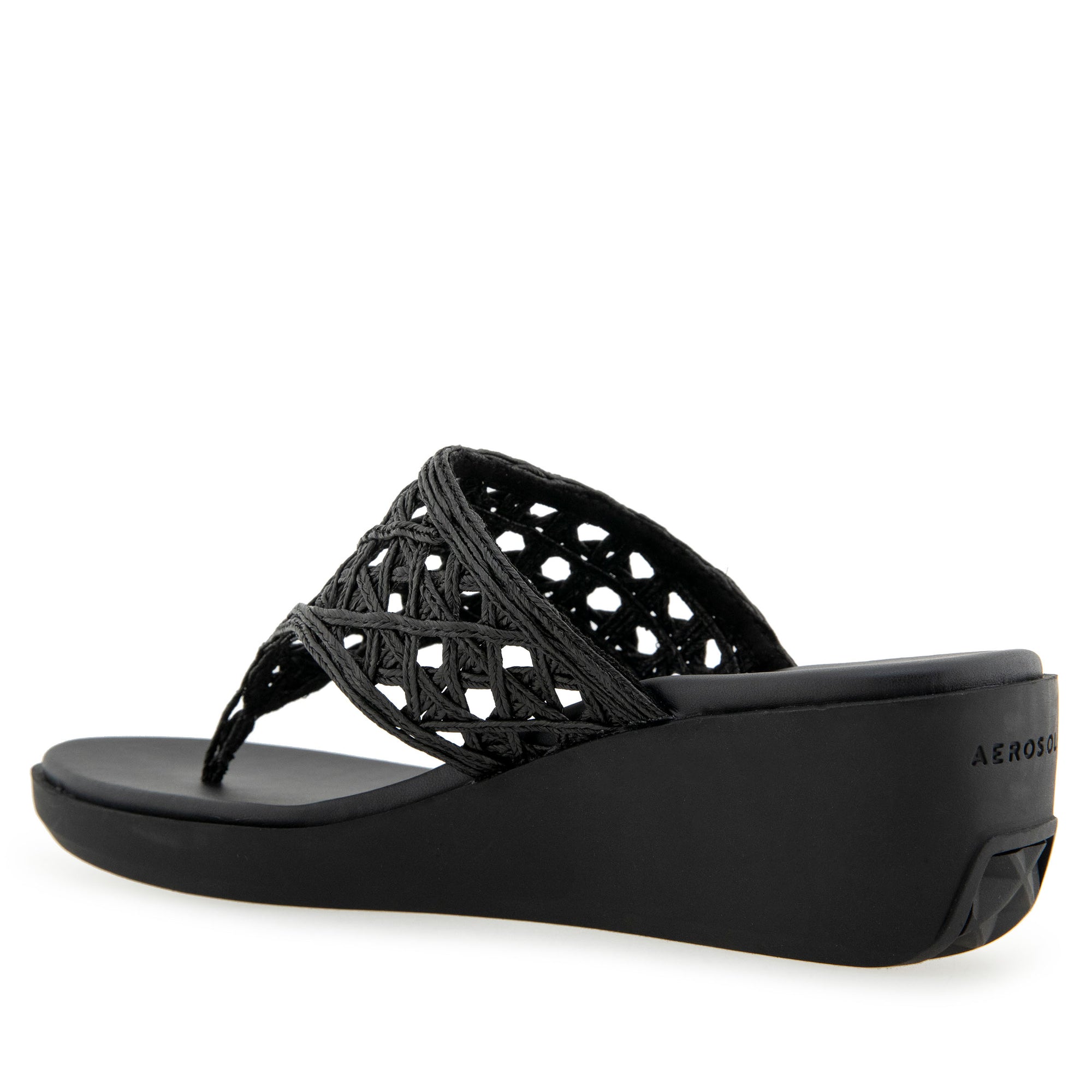 Ivie Sandal Wedge | Black Raffia