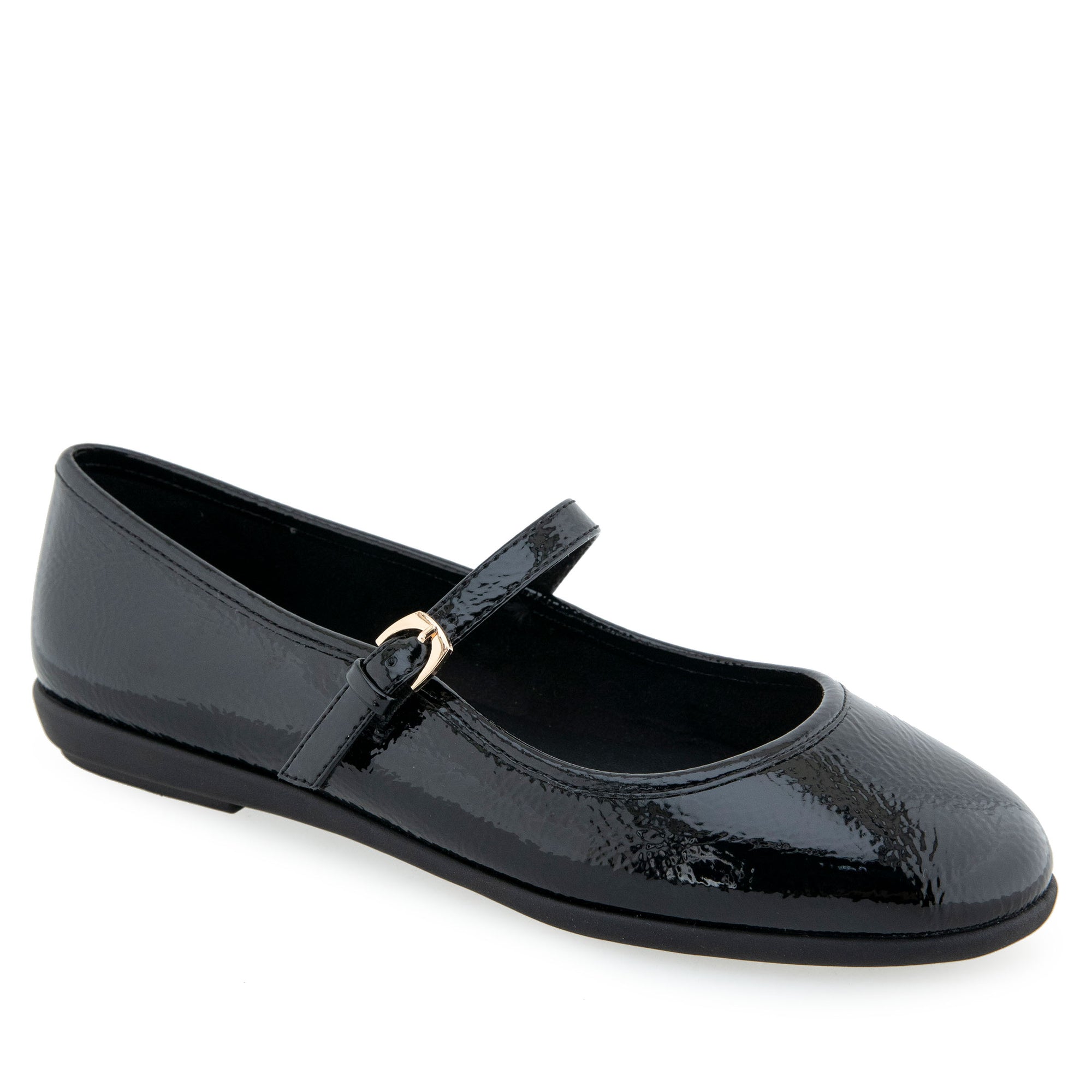Baylee Casual Flat | Black Patent Faux Leather