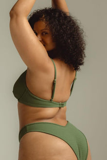Dainty Bikini Top | Olive Micro Scrunch