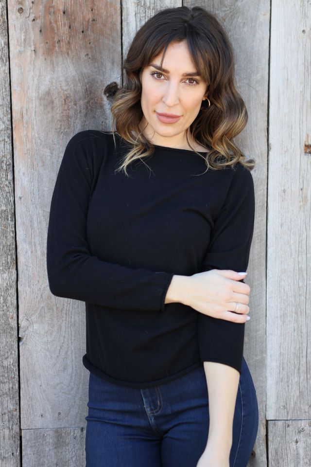 Women | Vicuna Boat Neck Sweater | Black