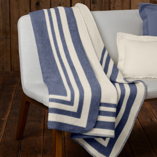 Montauk Throw | Denim Blue / Ivory