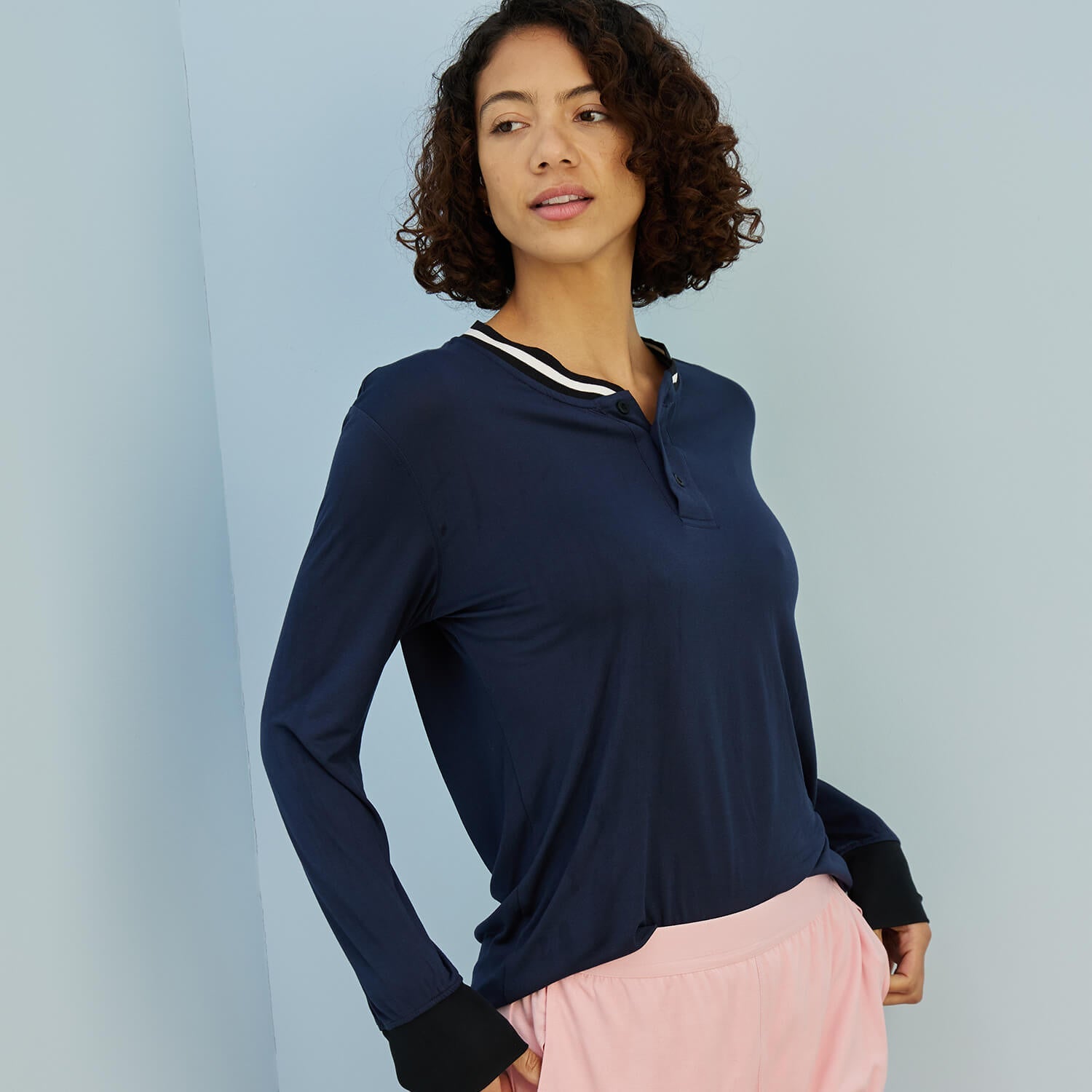 Modal Jersey Pajama Top | Navy