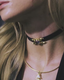 Awe Inspired Necklaces Triple Moon Velvet Choker