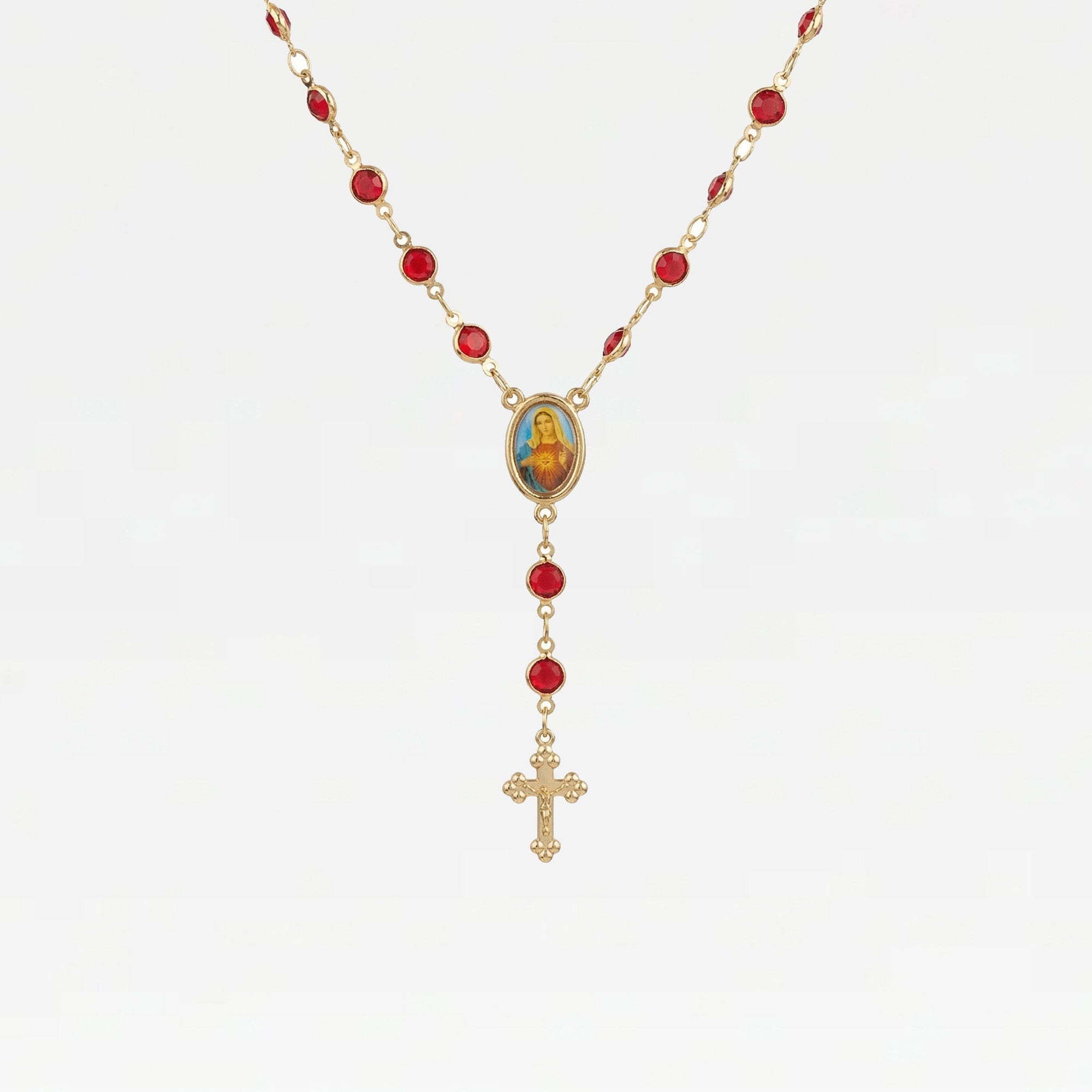 The Red Stone Rosary Necklace | 18Kt Gold Vermeil