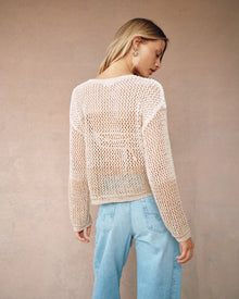 Relaxed Drop Shoulder Sweater | Khaki Color Block
