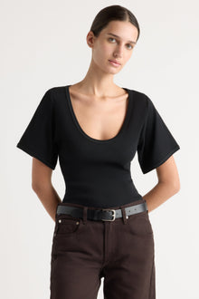 Karolina | Renee Sculpted Scoop-Neck Tee in Size Extra Small