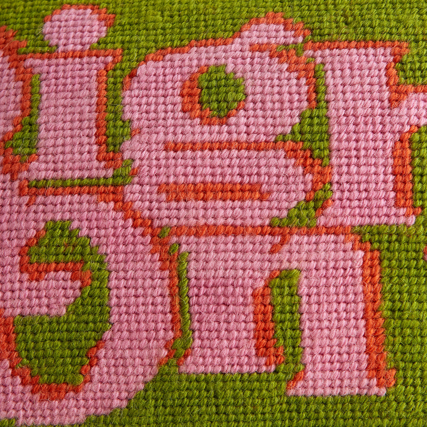 Right On Needlepoint Pillow - details view