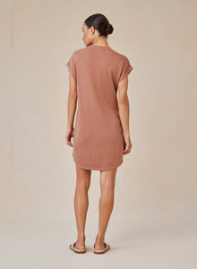 Roll Sleeve T-Shirt Dress | Terracotta Brown