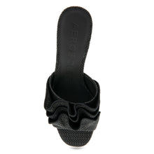 Gabrielle Sandal Block Heel | Black Raffia