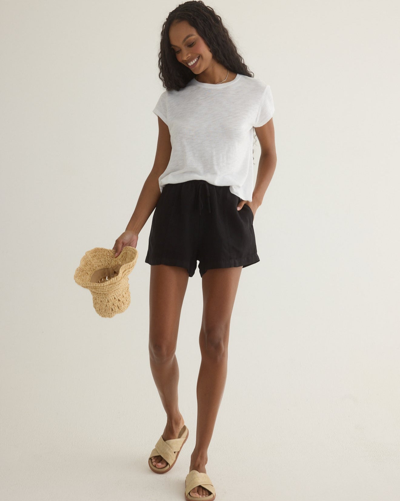 Seamed Ruffle Waist Short | Black