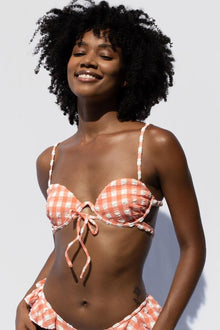 Elany Bikini Top | Shrimp Gingham