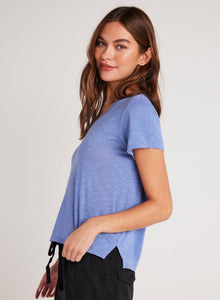 Side Slit V-Neck Tee | Peri Blue
