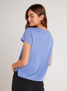 Side Slit V-Neck Tee | Peri Blue
