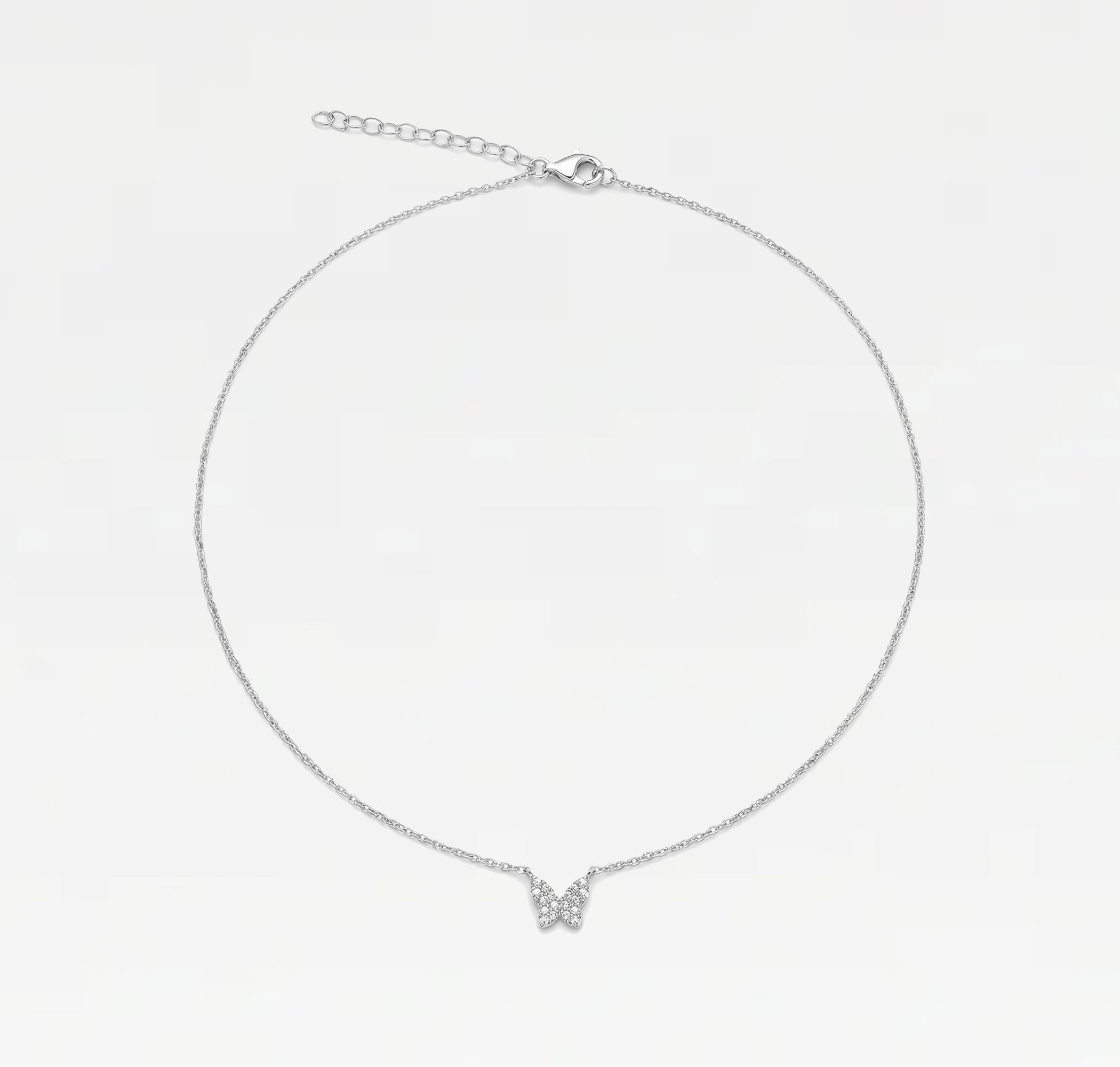 The Single Pave Butterfly Necklace | Sterling Silver