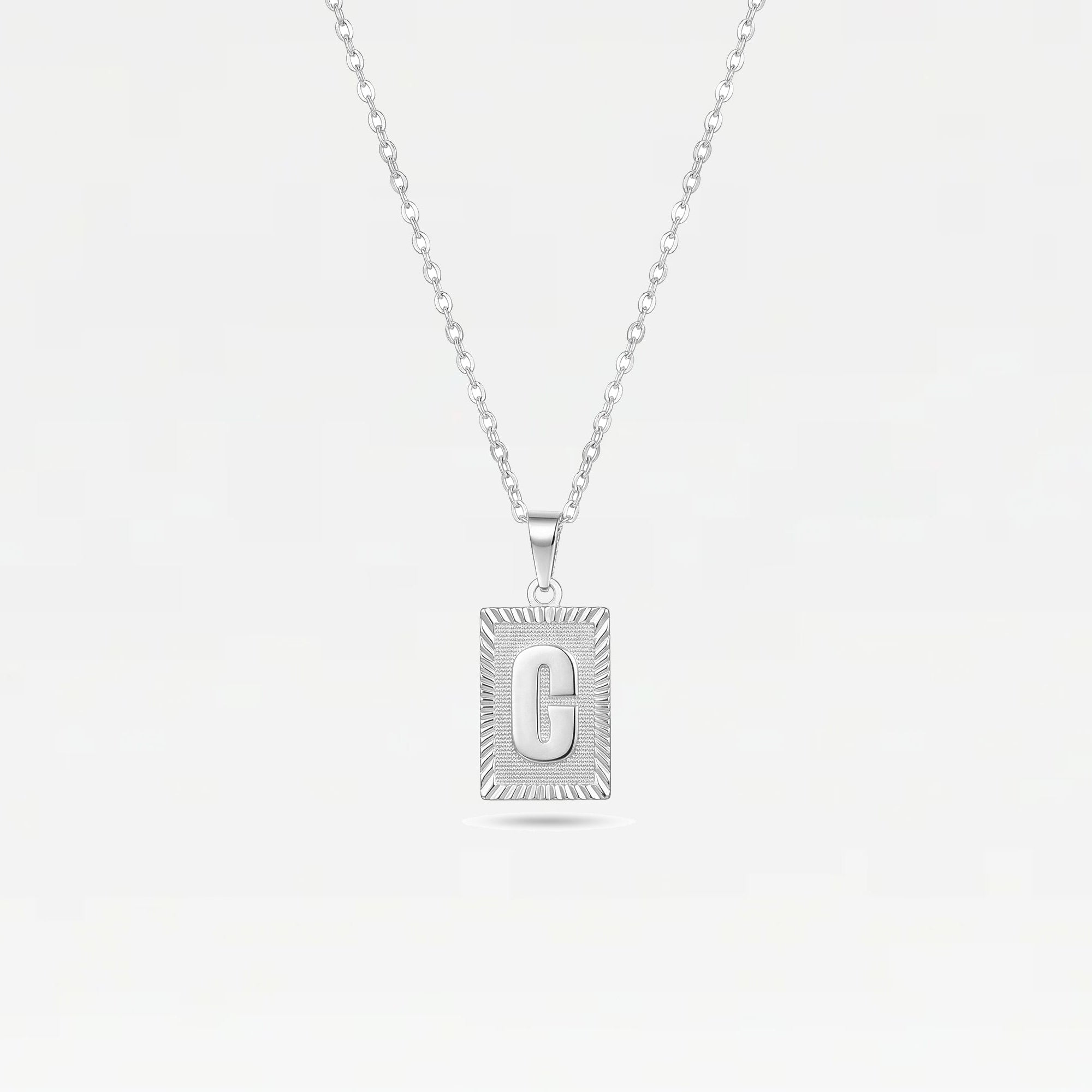 The Block Embossed Initial Pendant Necklace | Sterling Silver