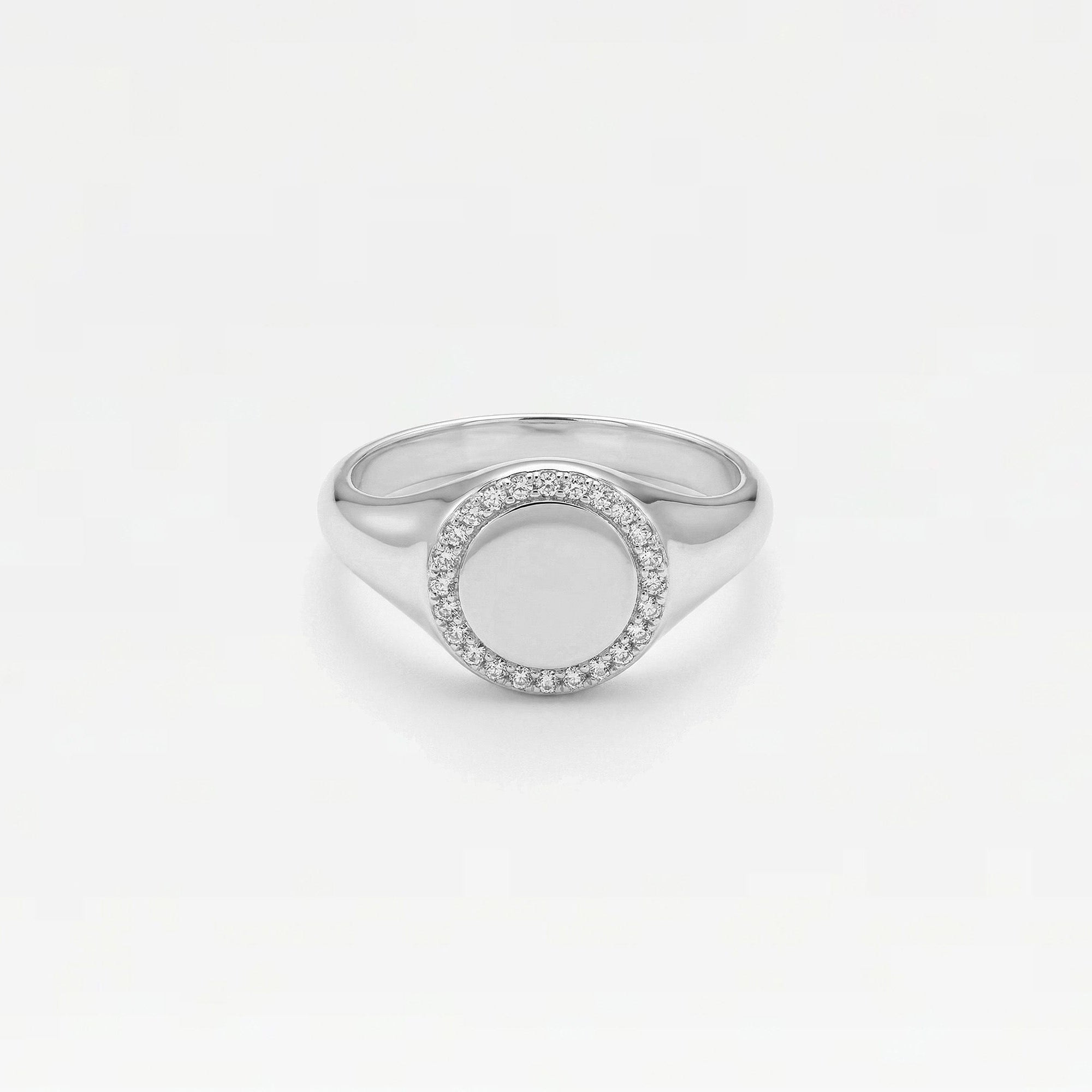 The Pave Disc Signet Ring | Sterling Silver