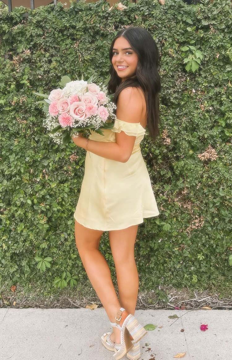 Silvia Satin Mini Dress | Yellow
