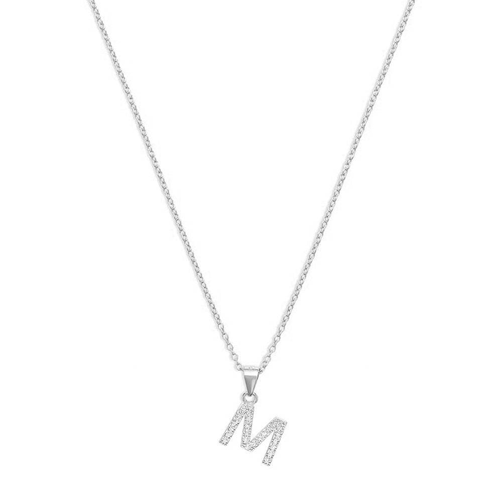 THE PAVE SINGLE BLOCK INITIAL NECKLACE - The M Jewelers