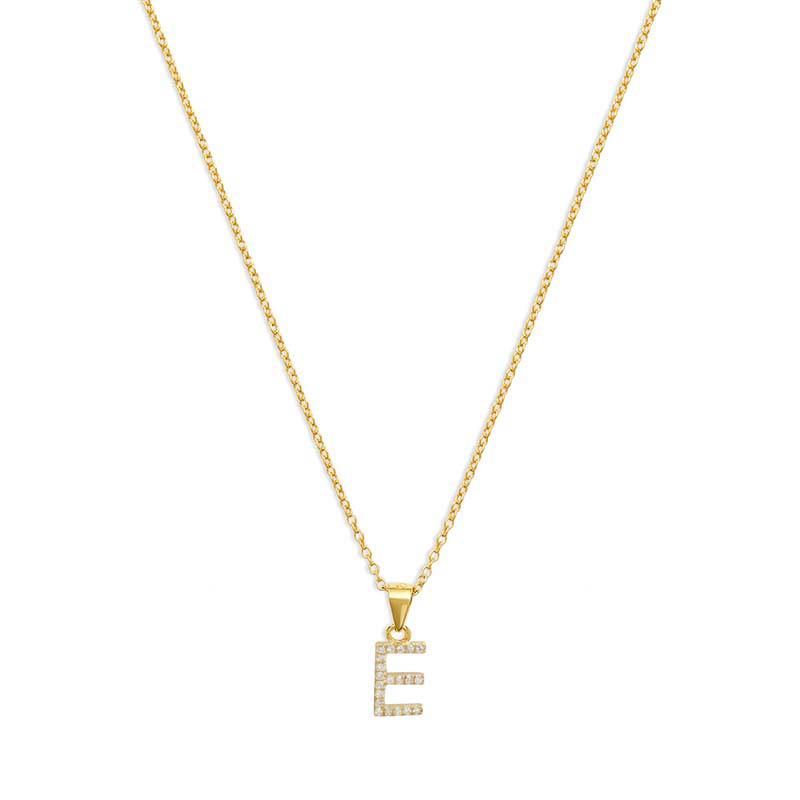 THE PAVE SINGLE BLOCK INITIAL NECKLACE - The M Jewelers