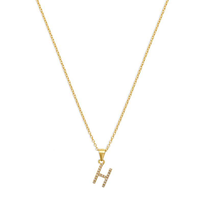 THE PAVE SINGLE BLOCK INITIAL NECKLACE - The M Jewelers