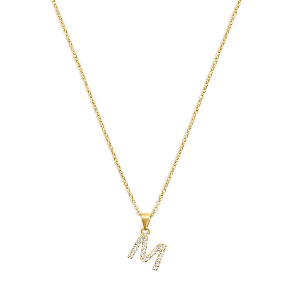 THE PAVE SINGLE BLOCK INITIAL NECKLACE - The M Jewelers