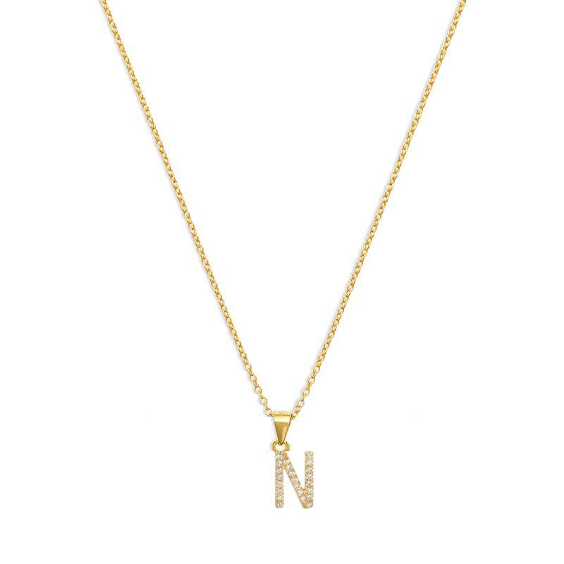 THE PAVE SINGLE BLOCK INITIAL NECKLACE - The M Jewelers