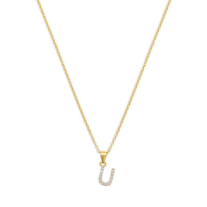 THE PAVE SINGLE BLOCK INITIAL NECKLACE - The M Jewelers
