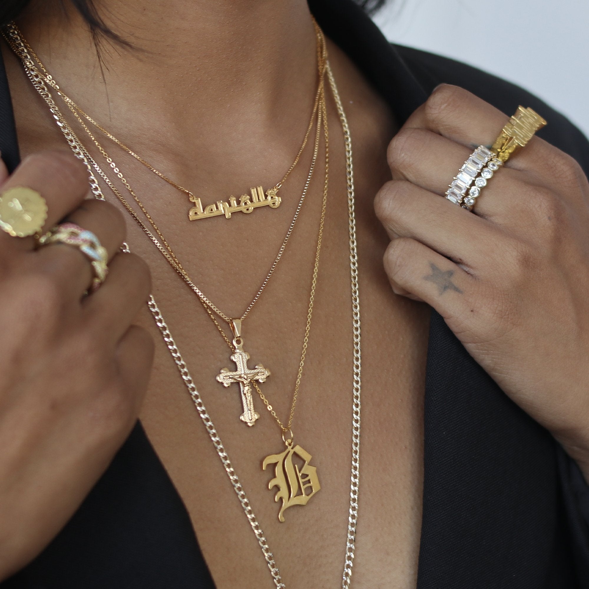 THE OLD ENGLISH PENDANT NECKLACE (UPPERCASE) - The M Jewelers