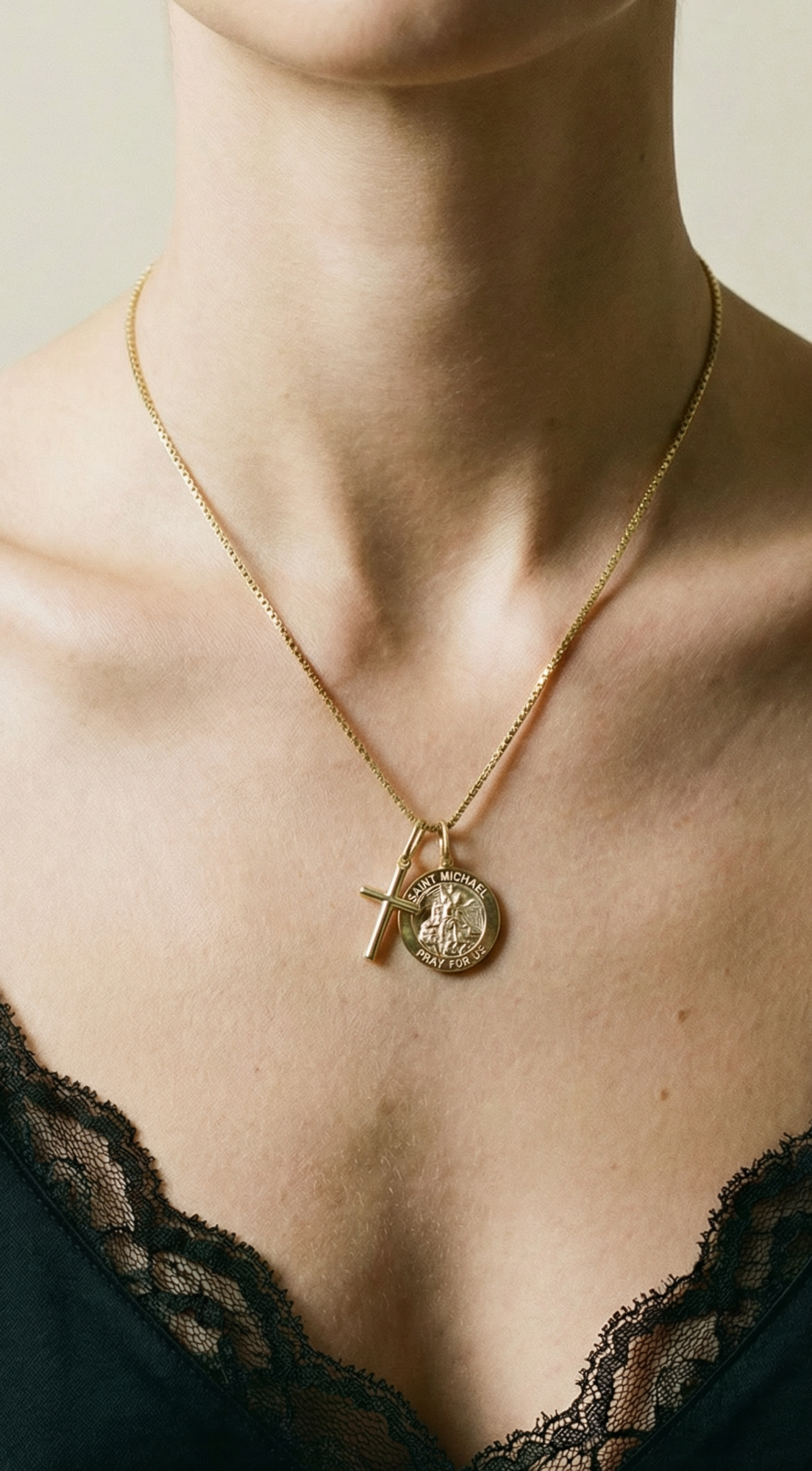 The Saint Michael Cross Necklace | Gold Vermeil