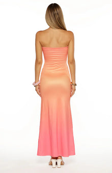 Summa Ombre Hibiscus Strapless Maxi Dress | Pink