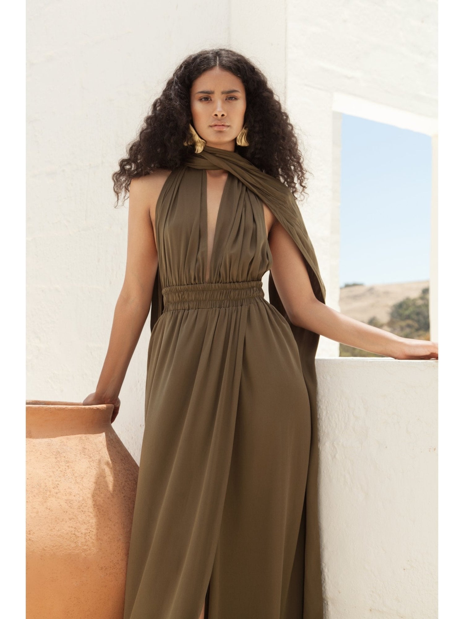 Sustainable Mailys Dress Olive - diarrablu