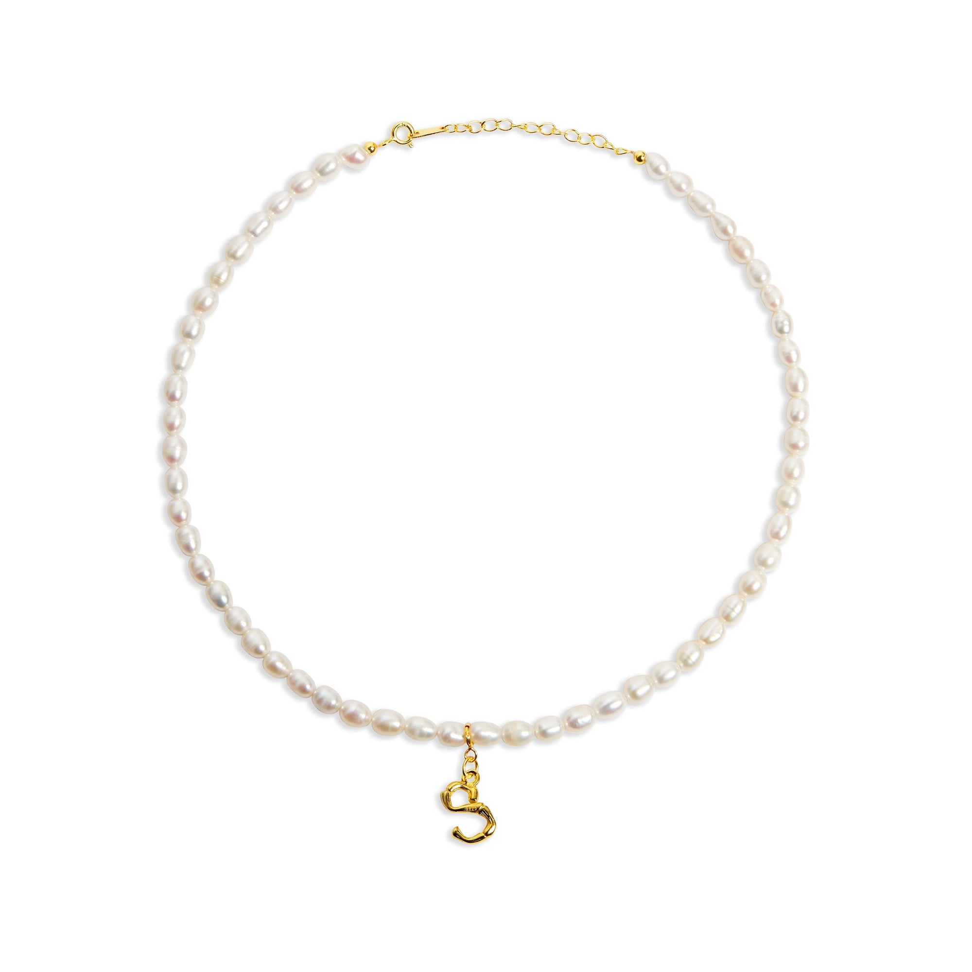 inital letter s pearl necklace