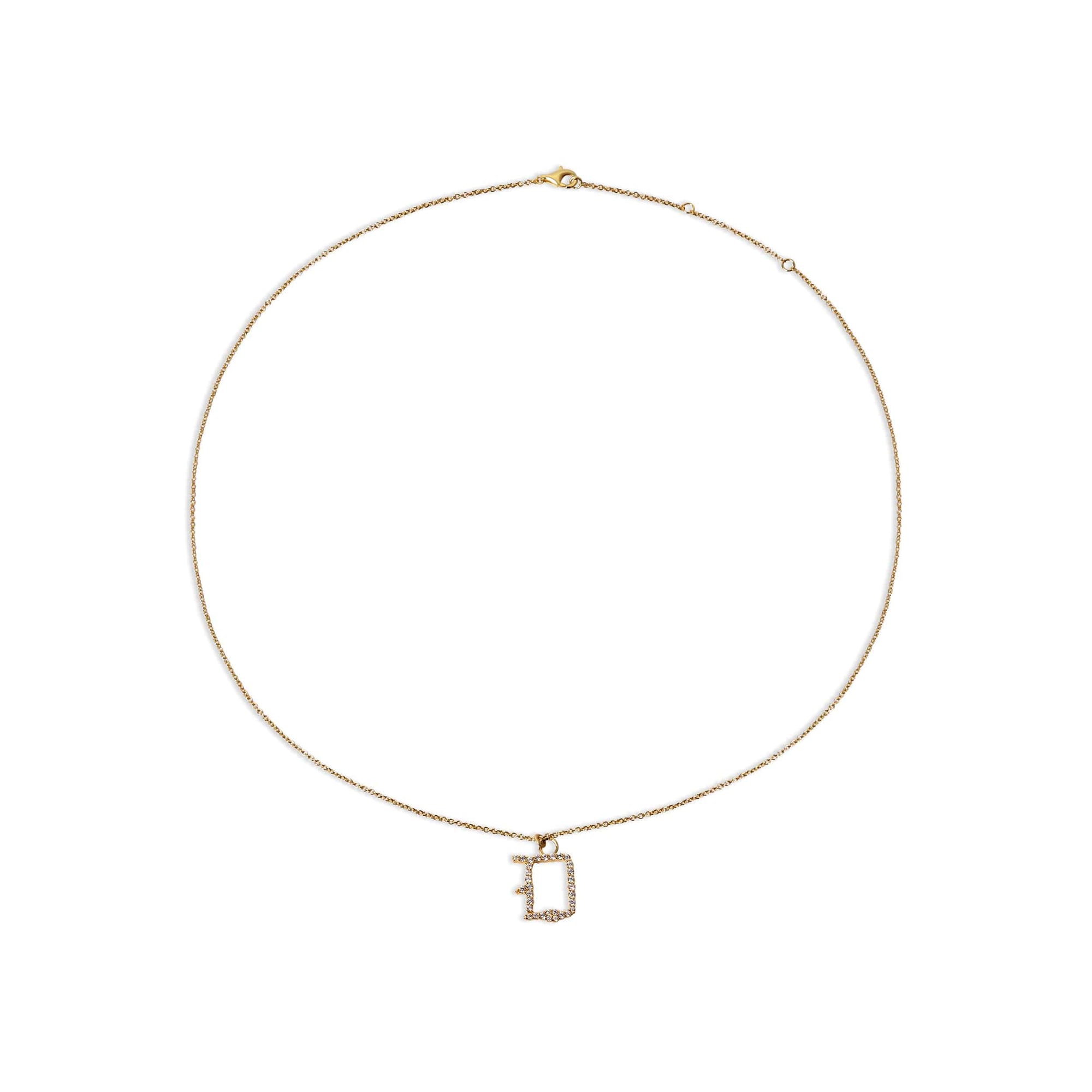 pave old english initial letter D necklace