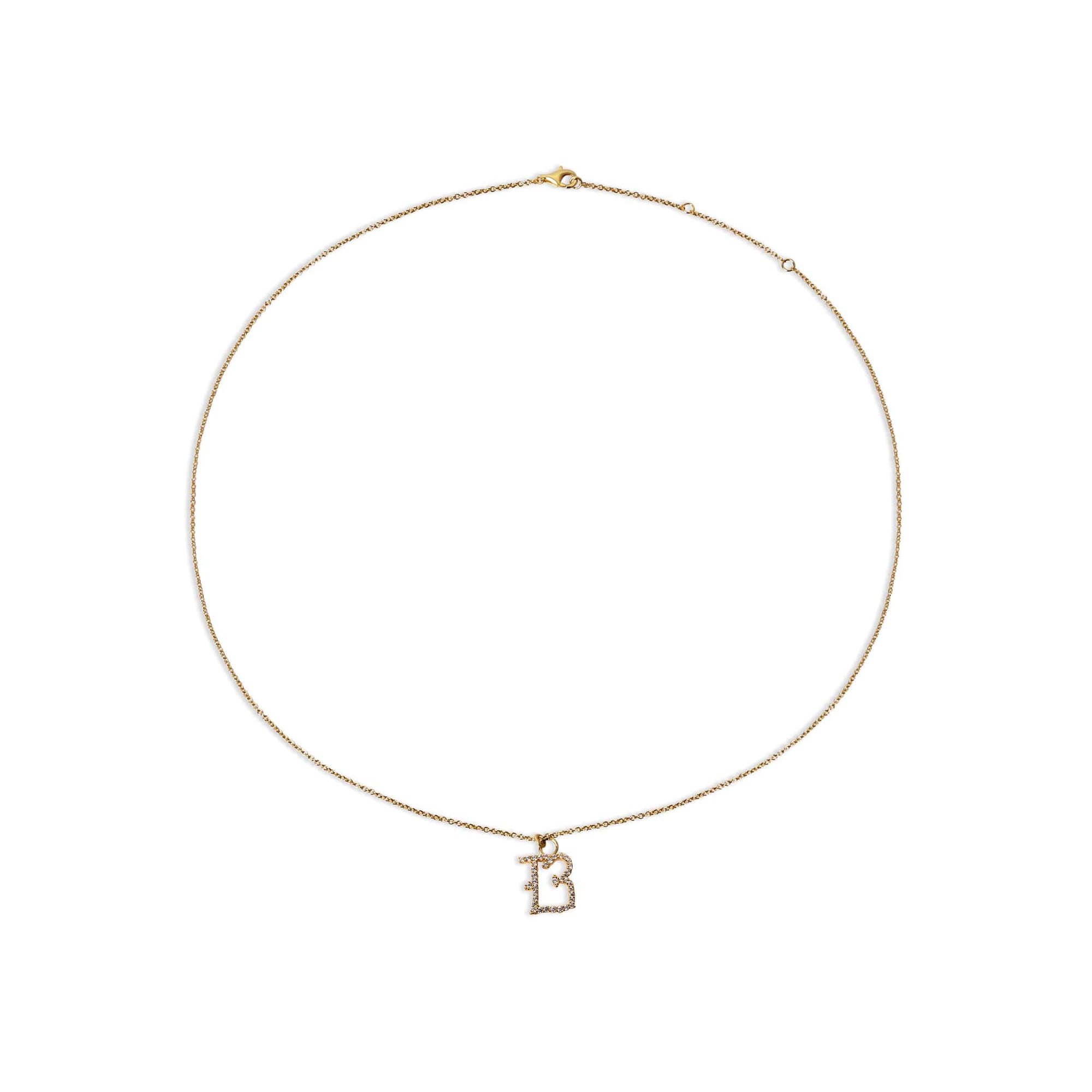 pave old english initial letter B necklace