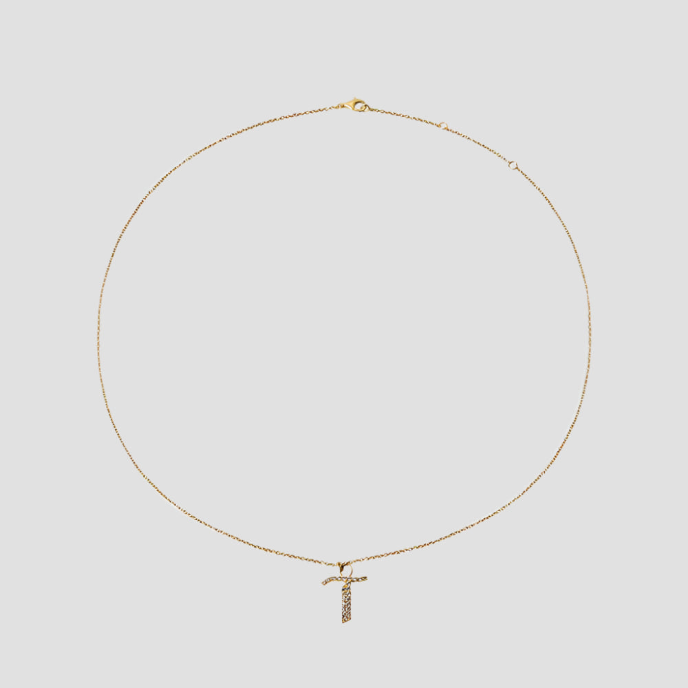 THE RIGID PAVE' OLD ENGLISH NECKLACE - The M Jewelers