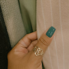 THE CUTOUT FLOWER HEART LETTER RING - The M Jewelers